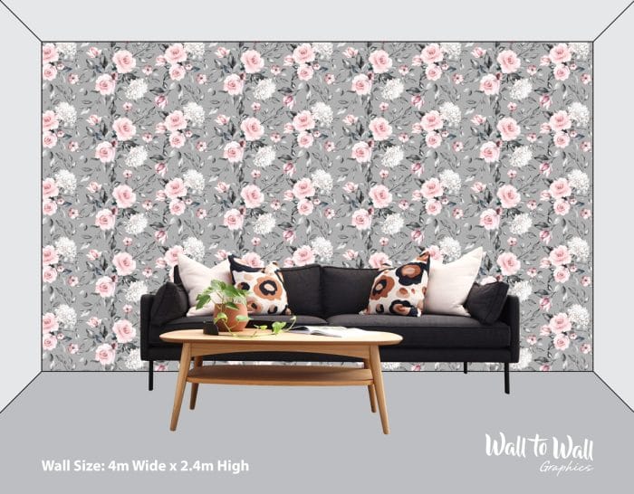 Elegant Pink and Grey Roses Wallpaper Pattern - Image 2