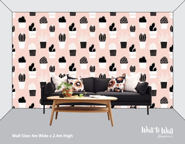 Kids Simple Cartoon Cactus and Plants in Pots Wallpaper Pattern - Image 2