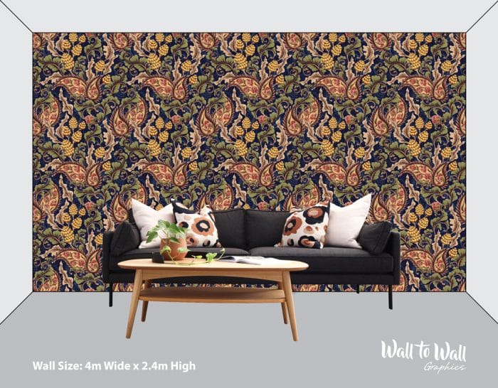 Vintage Stylized Floral Flowers and Leaves Wallpaper Pattern - Image 2