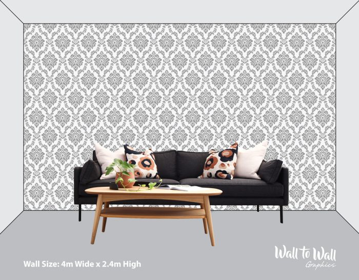 Vintage Decorative Grey Elegant Damask Wallpaper Pattern - Image 3