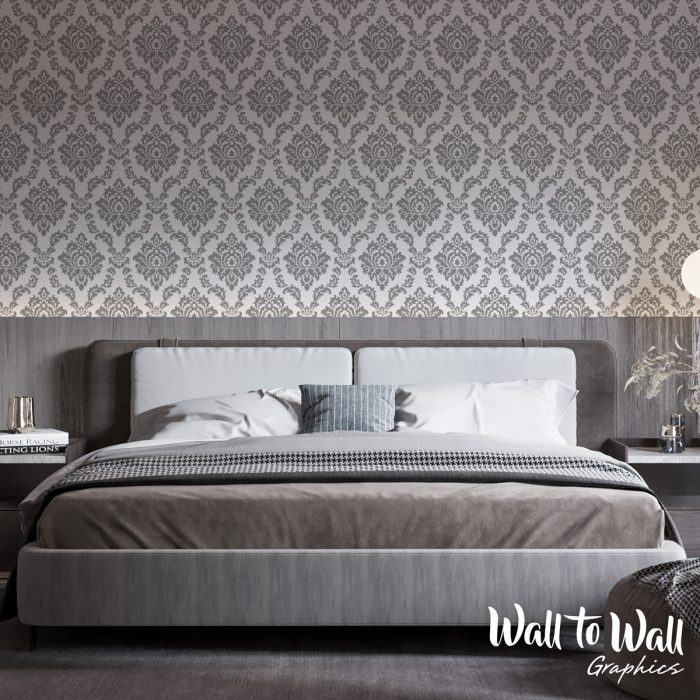 Vintage Decorative Grey Elegant Damask Wallpaper Pattern
