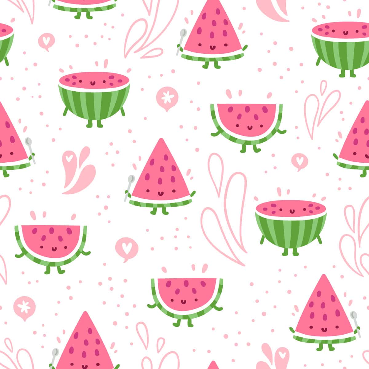 Kids Cute Cartoon Smiling Watermelon Slices Wallpaper Pattern - Wall to  Wall Graphics